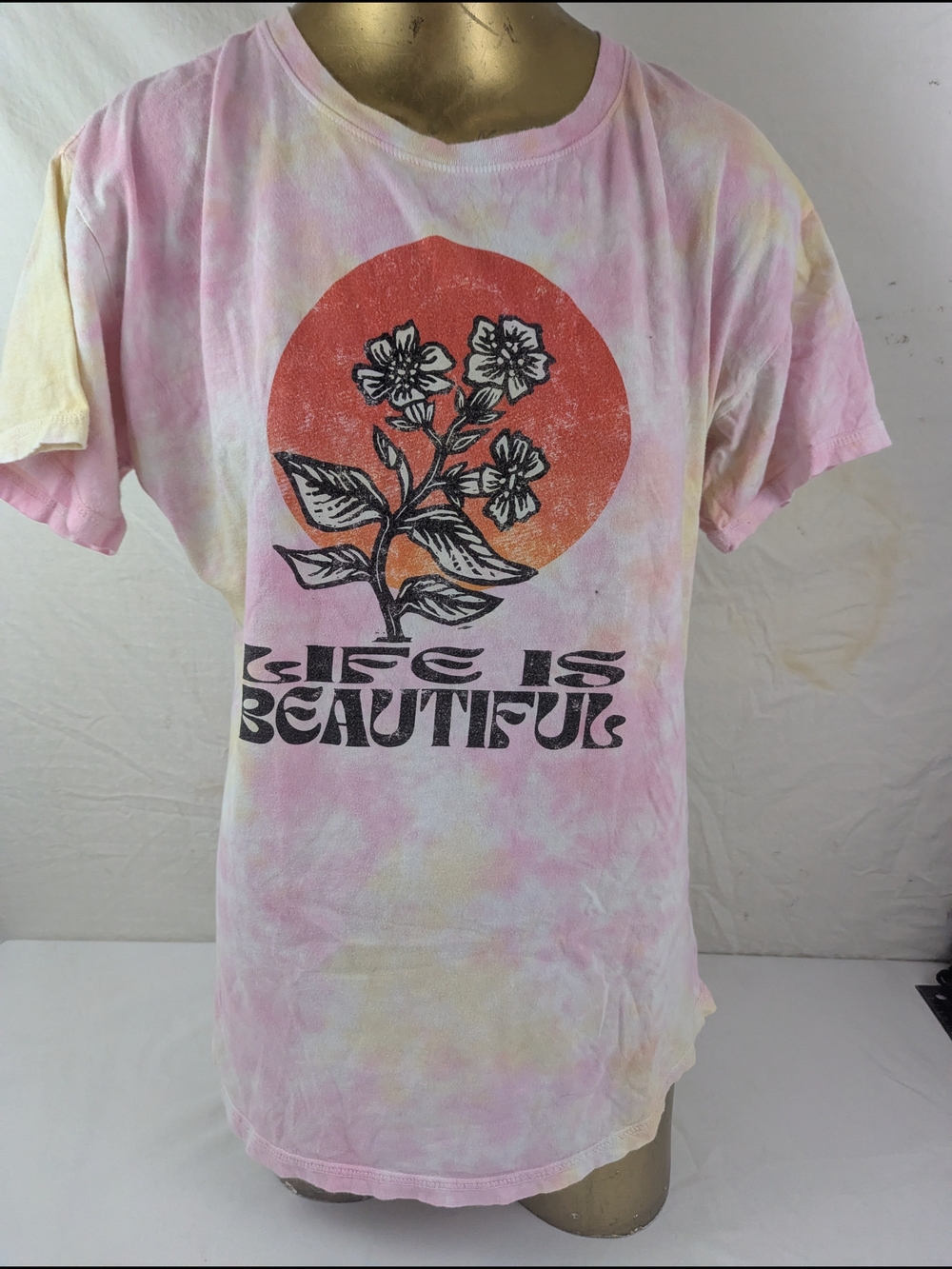 Life Is Beautiful Tie Dye Concert Tee 2022 Music Festival Line Up On Back Large